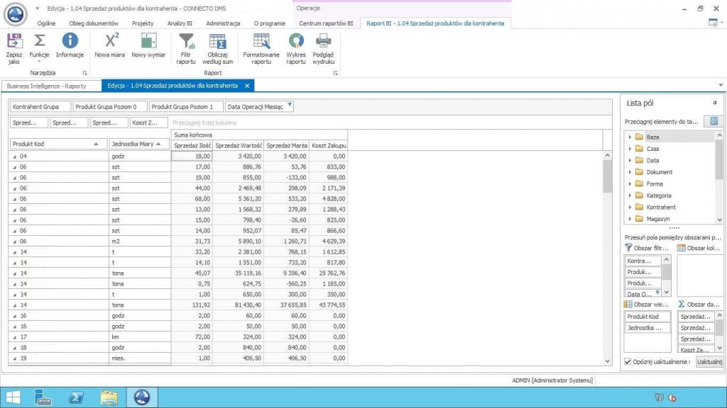 Business Intelligence - screen z systemu Business Intelligence - screen z systemu