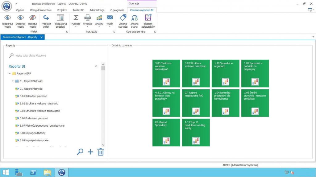 System DMS - moduł Business Intelligence Demo Connecto DMS, moduł Business Intelligence