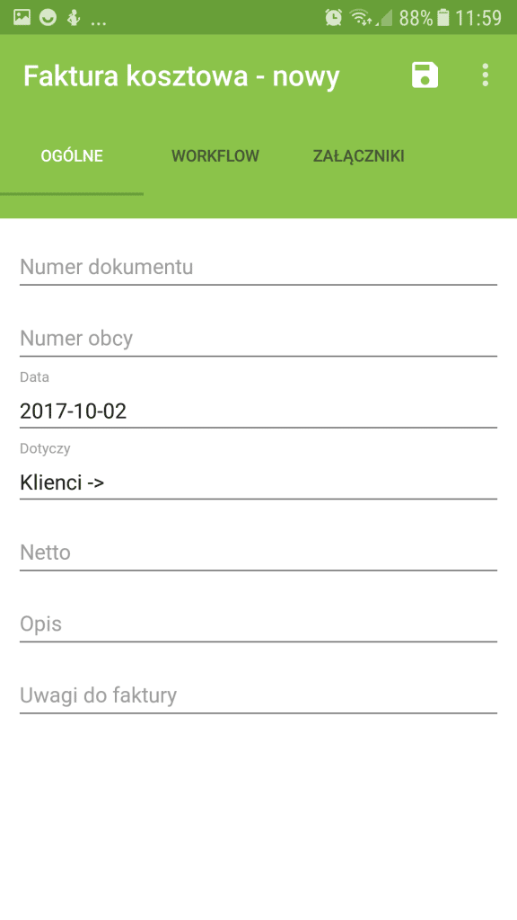 fot. Connecto DMS Mobile - faktura kosztowa Connecto DMS Mobile - faktura kosztowa